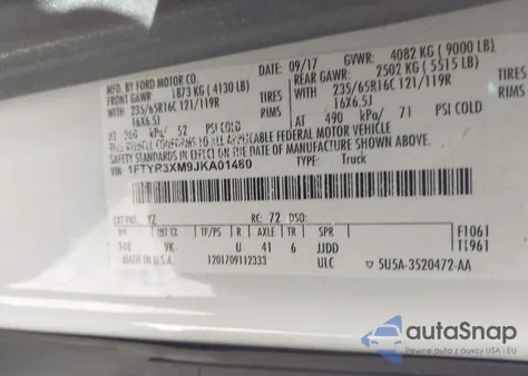 2018 Ford Transit-250 из США, поврежденный, VIN 1FTYR3XM9JKA01480